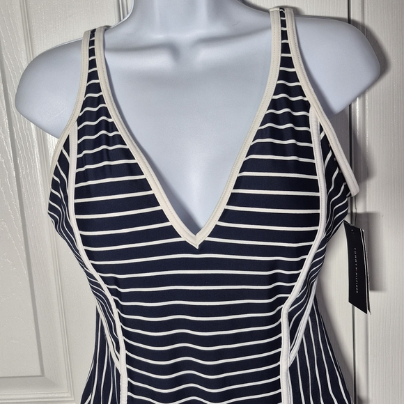 Tommy Hilfiger Swimsuit Navy Blue and White Striped One‎ Peice Women's 12 New - Picture 16 of 16